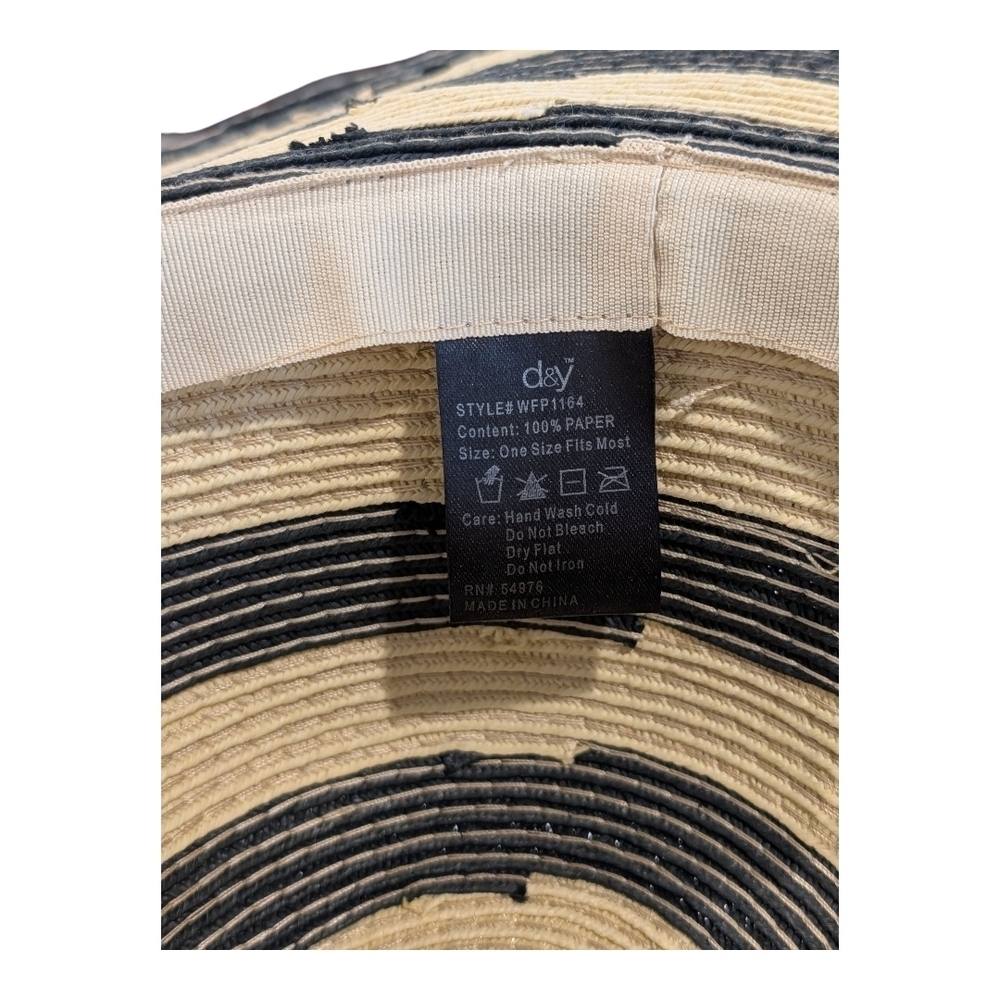 D&Y Black and Tan Striped Hat with Floral Detail - Picture 3 of 6